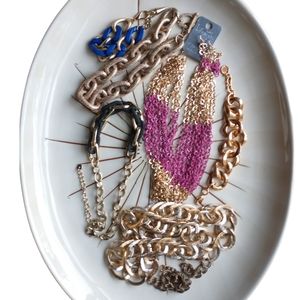 Gold tone chain link jewelry lot chunky